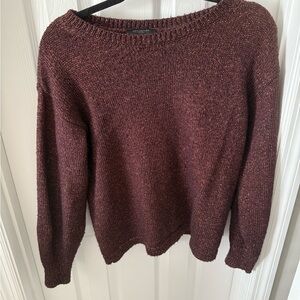 Ann Taylor Rich Burgundy Crew Neck Sweater